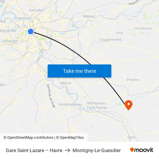 Gare Saint-Lazare – Havre to Montigny-Le-Guesdier map