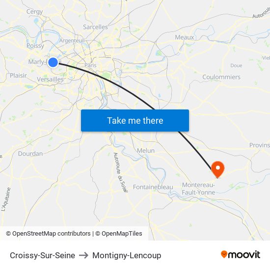Croissy-Sur-Seine to Montigny-Lencoup map