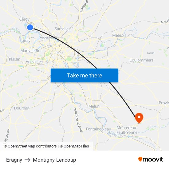 Eragny to Montigny-Lencoup map