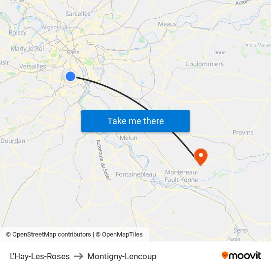 L'Hay-Les-Roses to Montigny-Lencoup map