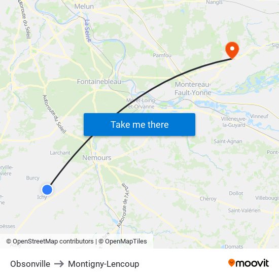 Obsonville to Montigny-Lencoup map