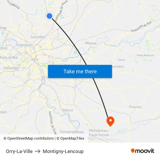 Orry-La-Ville to Montigny-Lencoup map