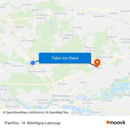 Pamfou to Montigny-Lencoup map
