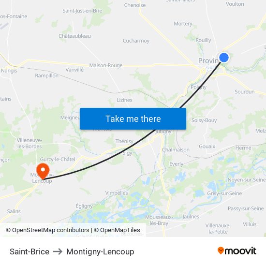 Saint-Brice to Montigny-Lencoup map