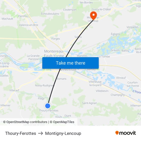 Thoury-Ferottes to Montigny-Lencoup map