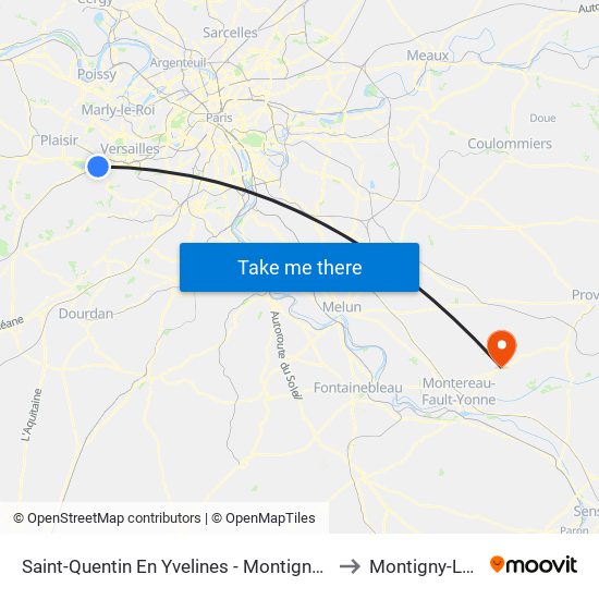 Saint-Quentin En Yvelines - Montigny-Le-Bretonneux to Montigny-Lencoup map