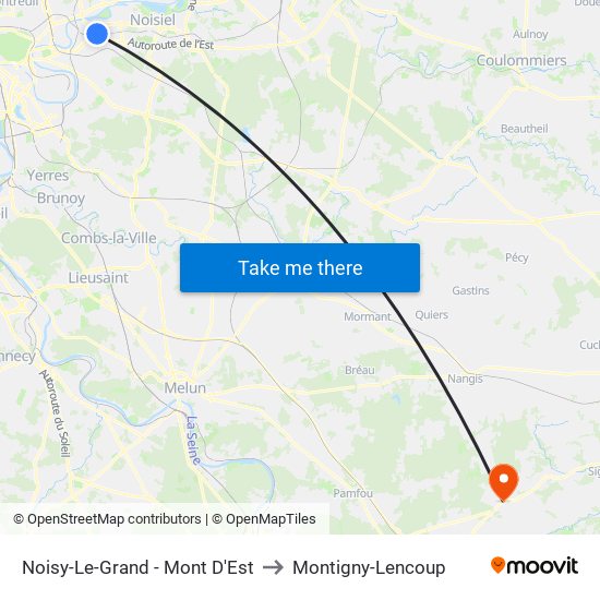 Noisy-Le-Grand - Mont D'Est to Montigny-Lencoup map