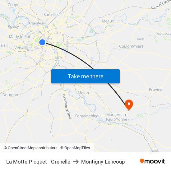 La Motte-Picquet - Grenelle to Montigny-Lencoup map