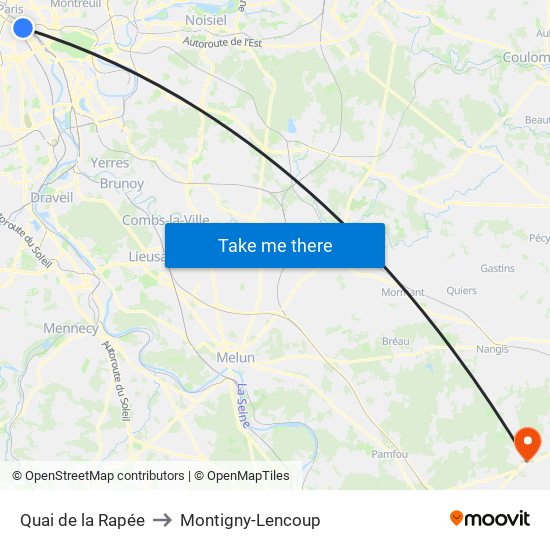 Quai de la Rapée to Montigny-Lencoup map