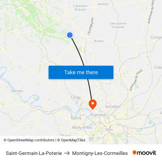 Saint-Germain-La-Poterie to Montigny-Les-Cormeilles map