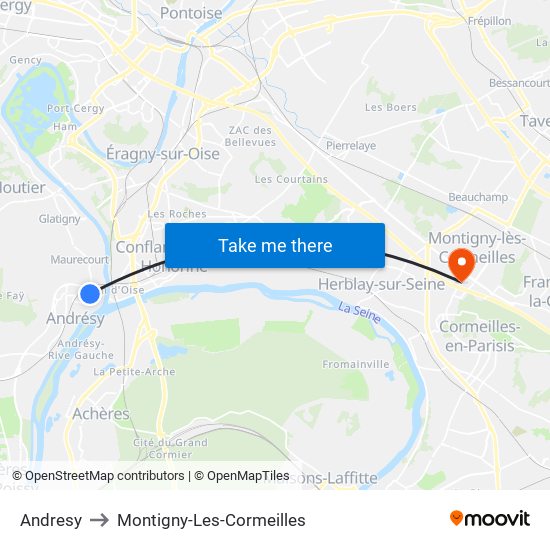 Andresy to Montigny-Les-Cormeilles map