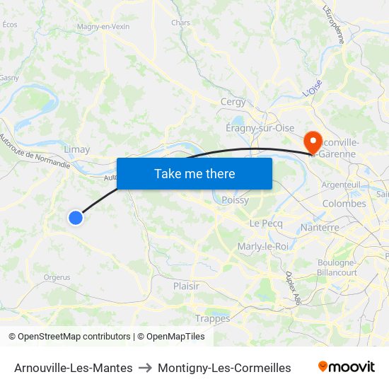 Arnouville-Les-Mantes to Montigny-Les-Cormeilles map
