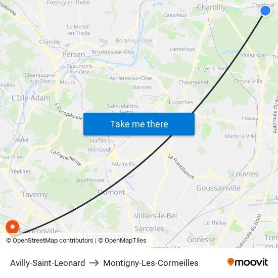 Avilly-Saint-Leonard to Montigny-Les-Cormeilles map