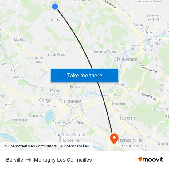 Berville to Montigny-Les-Cormeilles map