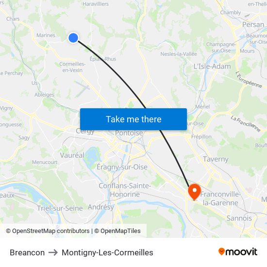Breancon to Montigny-Les-Cormeilles map