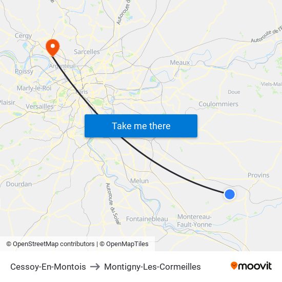 Cessoy-En-Montois to Montigny-Les-Cormeilles map