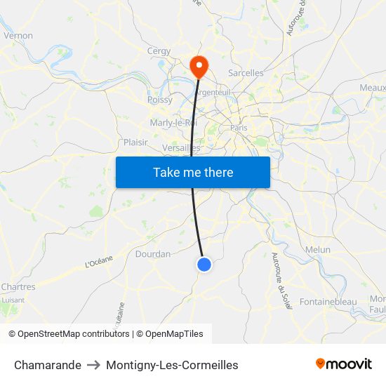 Chamarande to Montigny-Les-Cormeilles map