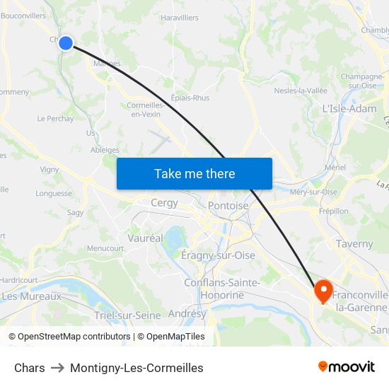 Chars to Montigny-Les-Cormeilles map