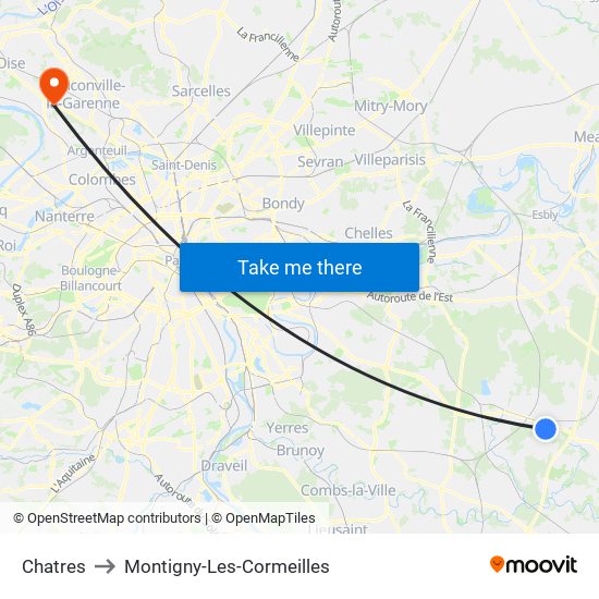 Chatres to Montigny-Les-Cormeilles map