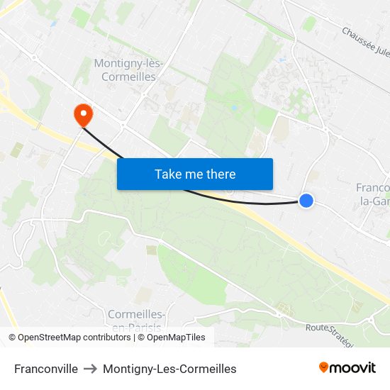 Franconville to Montigny-Les-Cormeilles map