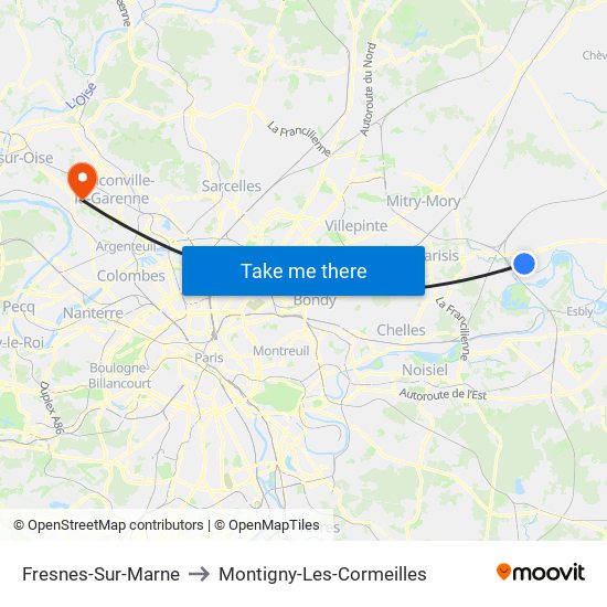 Fresnes-Sur-Marne to Montigny-Les-Cormeilles map