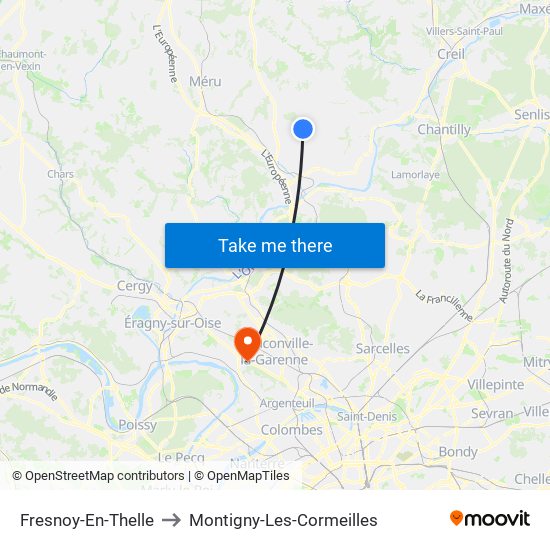 Fresnoy-En-Thelle to Montigny-Les-Cormeilles map