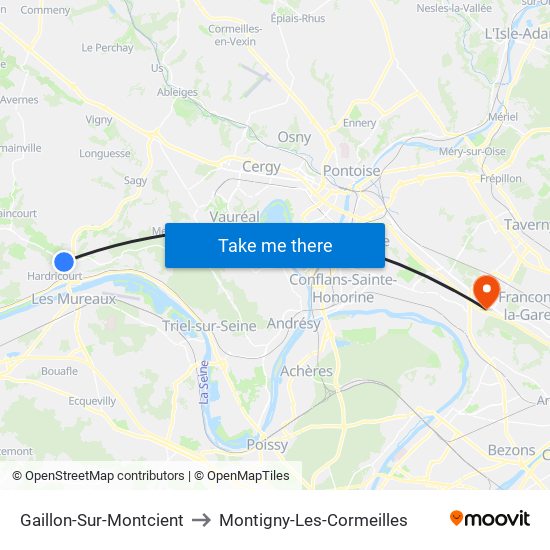Gaillon-Sur-Montcient to Montigny-Les-Cormeilles map