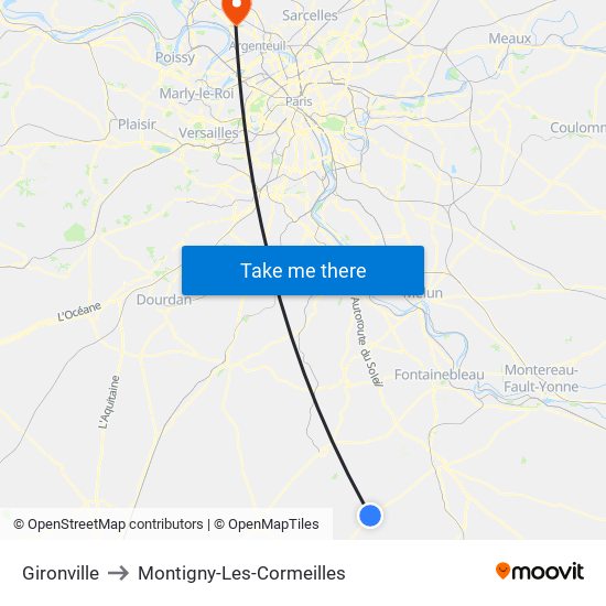 Gironville to Montigny-Les-Cormeilles map