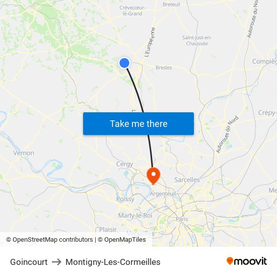 Goincourt to Montigny-Les-Cormeilles map