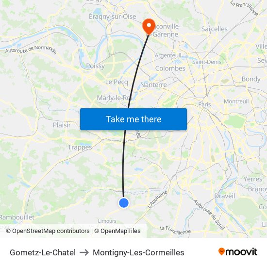 Gometz-Le-Chatel to Montigny-Les-Cormeilles map