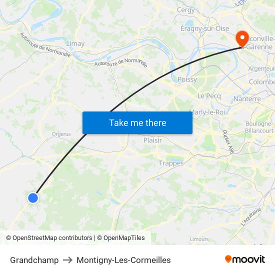 Grandchamp to Montigny-Les-Cormeilles map