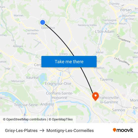 Grisy-Les-Platres to Montigny-Les-Cormeilles map