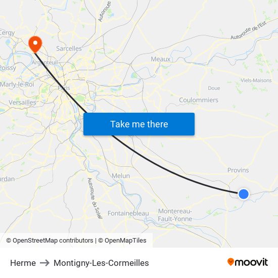 Herme to Montigny-Les-Cormeilles map