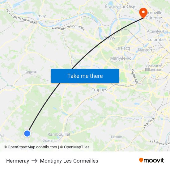 Hermeray to Montigny-Les-Cormeilles map