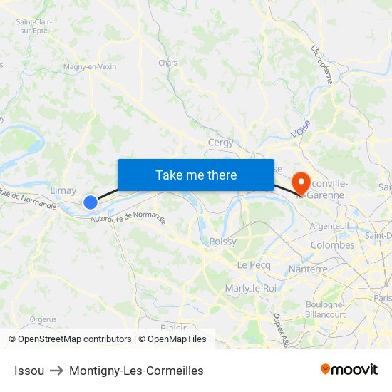 Issou to Montigny-Les-Cormeilles map