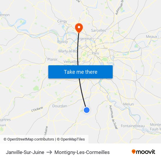 Janville-Sur-Juine to Montigny-Les-Cormeilles map