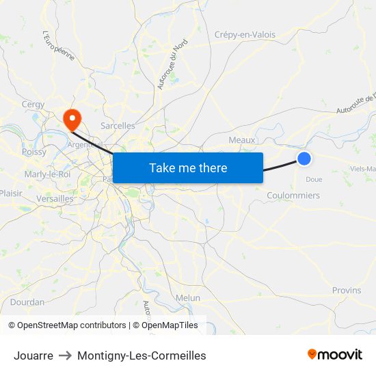 Jouarre to Montigny-Les-Cormeilles map