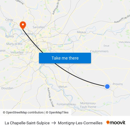 La Chapelle-Saint-Sulpice to Montigny-Les-Cormeilles map