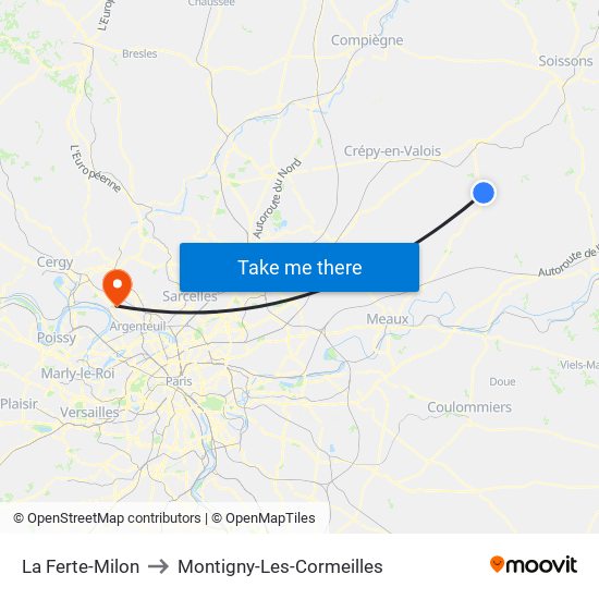 La Ferte-Milon to Montigny-Les-Cormeilles map