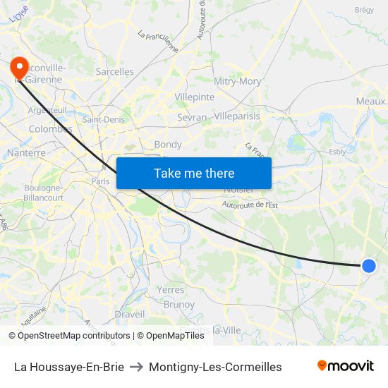 La Houssaye-En-Brie to Montigny-Les-Cormeilles map