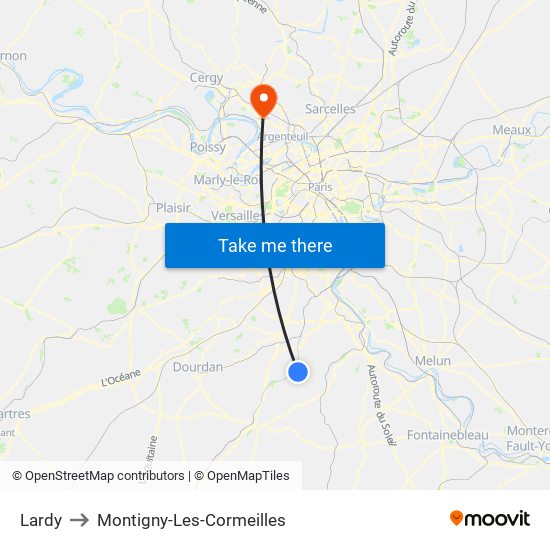 Lardy to Montigny-Les-Cormeilles map