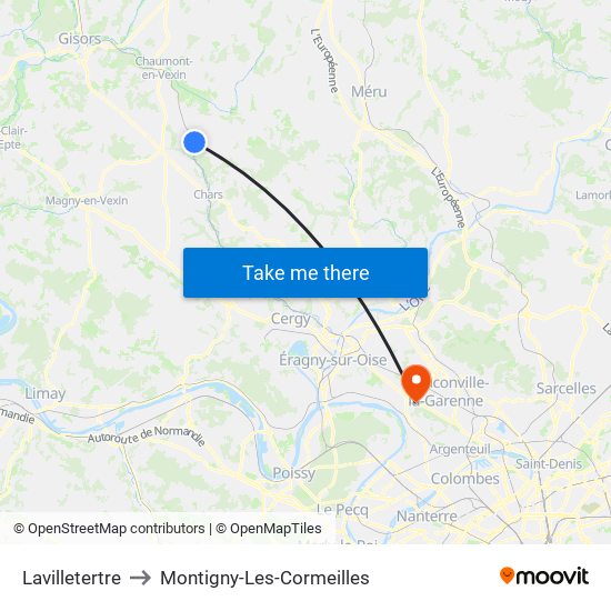 Lavilletertre to Montigny-Les-Cormeilles map