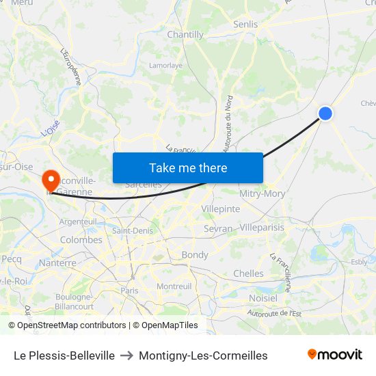 Le Plessis-Belleville to Montigny-Les-Cormeilles map