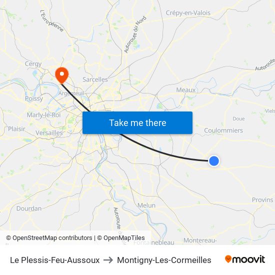 Le Plessis-Feu-Aussoux to Montigny-Les-Cormeilles map