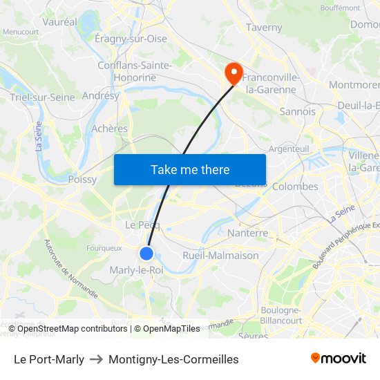 Le Port-Marly to Montigny-Les-Cormeilles map