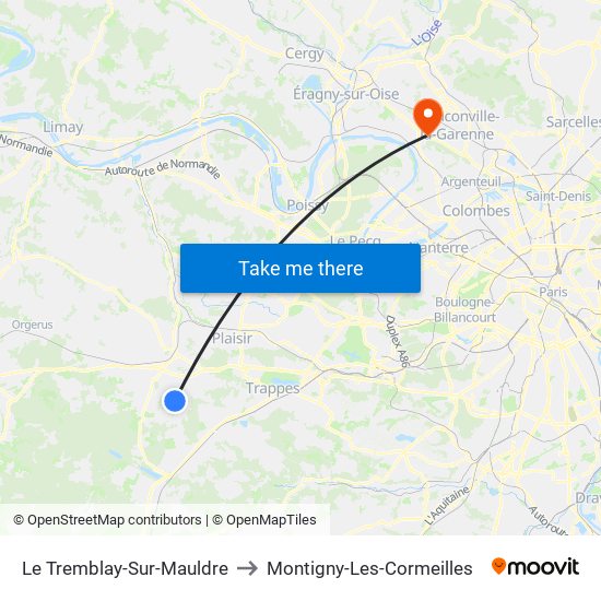 Le Tremblay-Sur-Mauldre to Montigny-Les-Cormeilles map