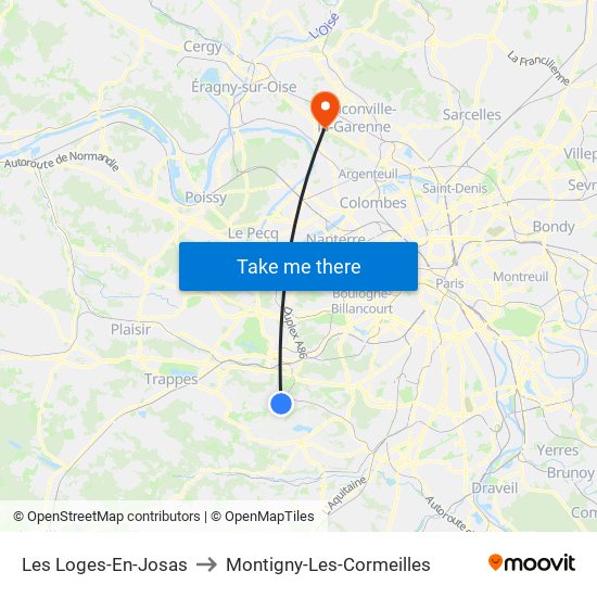 Les Loges-En-Josas to Montigny-Les-Cormeilles map