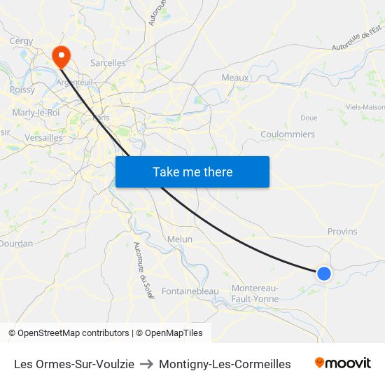 Les Ormes-Sur-Voulzie to Montigny-Les-Cormeilles map
