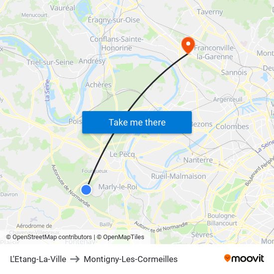 L'Etang-La-Ville to Montigny-Les-Cormeilles map