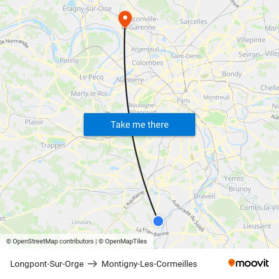 Longpont-Sur-Orge to Montigny-Les-Cormeilles map